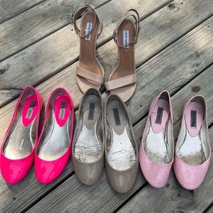Lot of 4 Steve Madden Flats and Heel Size 9 & 9.5 pink and tan